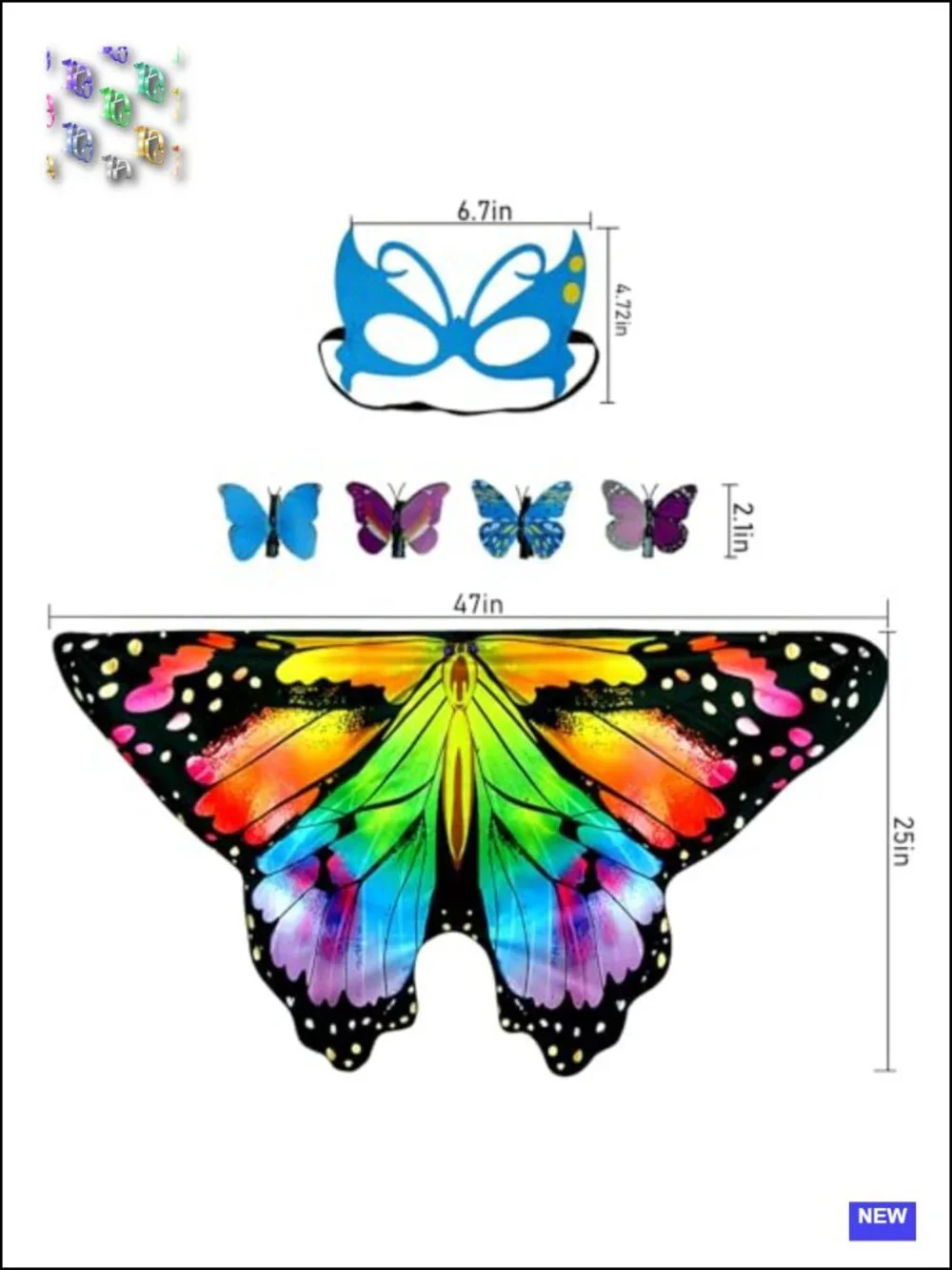 Kids Fairy Butterfly Wings Costume Dress Up Halloween Toddler Cosplay